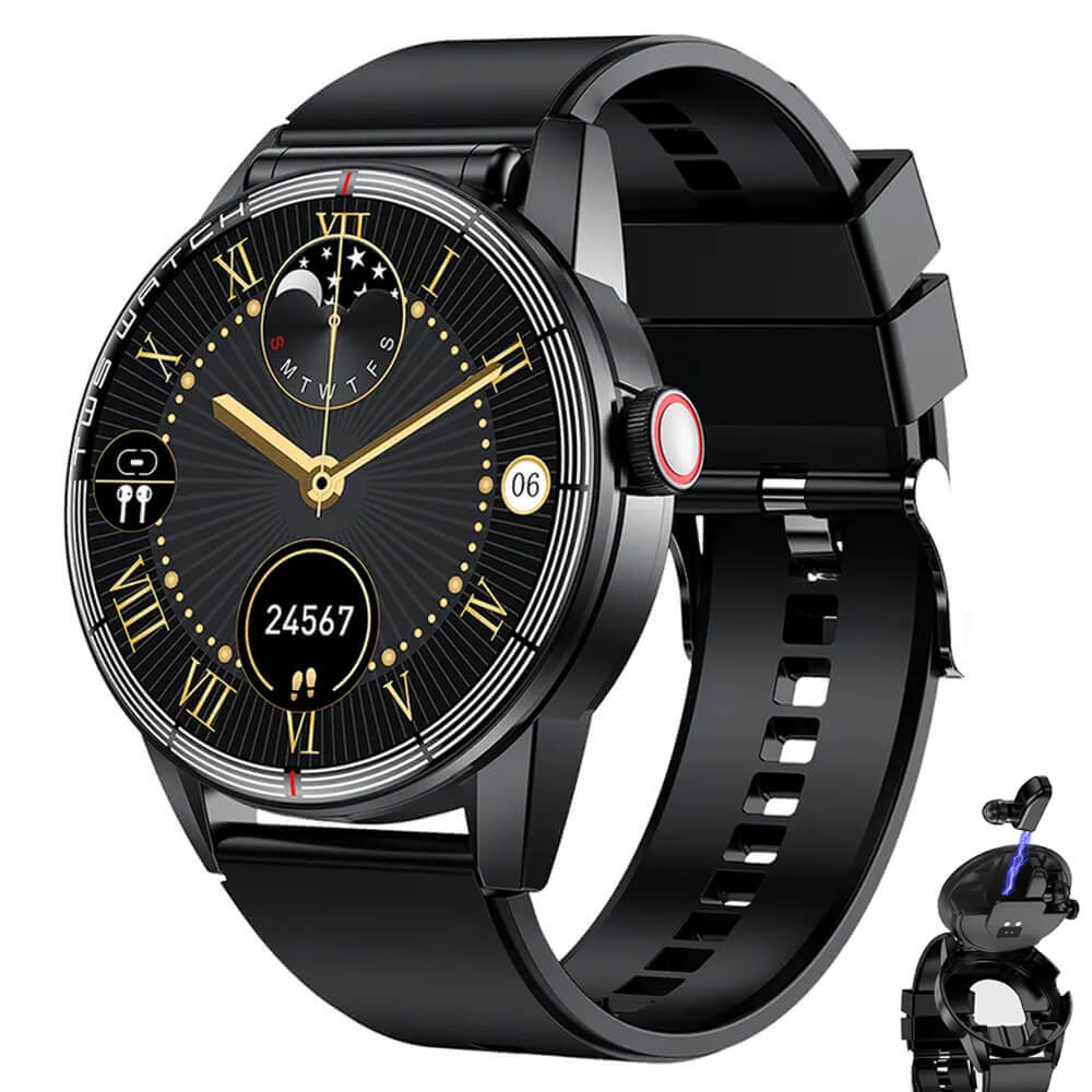 Smartwatch Microwear R6 Ultra 2in1 with Earbuds - Black Silicone Γυναικεία  -> Γυναικεία Ρολόγια -> Ρολόγια Smartwatch
