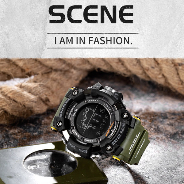 SMAEL 1802 Sports Watch Digital Display - Army Green