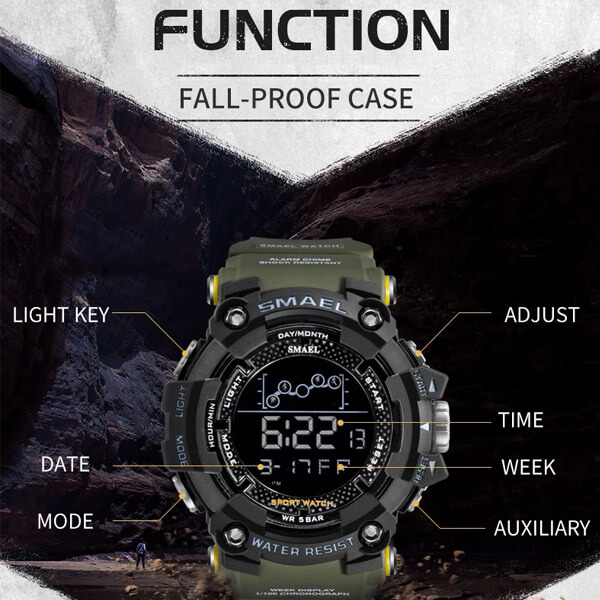 SMAEL 1802 Sports Watch Digital Display - Orange
