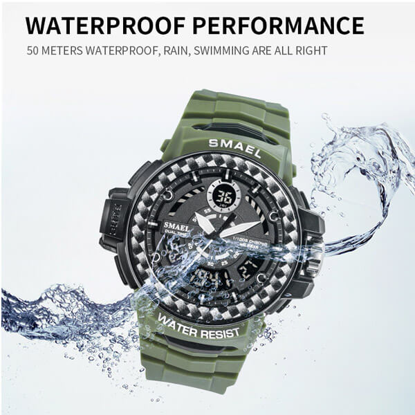 SMAEL 8014 Sports Watch Dual Display - Khaki
