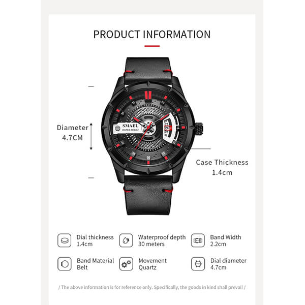 SMAEL 9011 Sports Watch Military Dual Display - Black Red