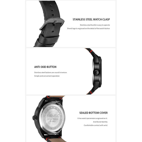 SMAEL 9011 Sports Watch Military Dual Display - Black Red