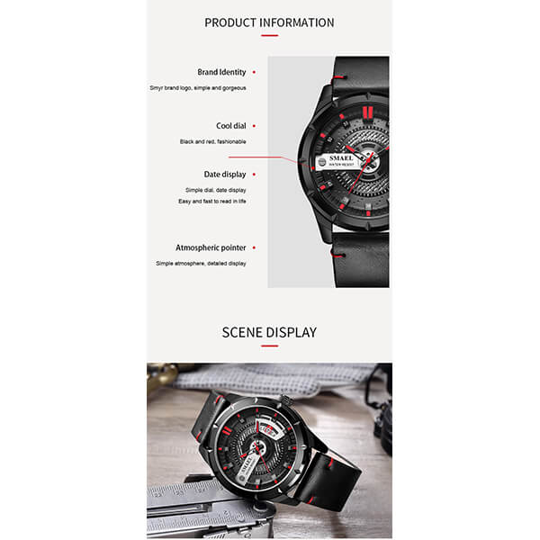 SMAEL 9011 Sports Watch Military Dual Display - Black Red