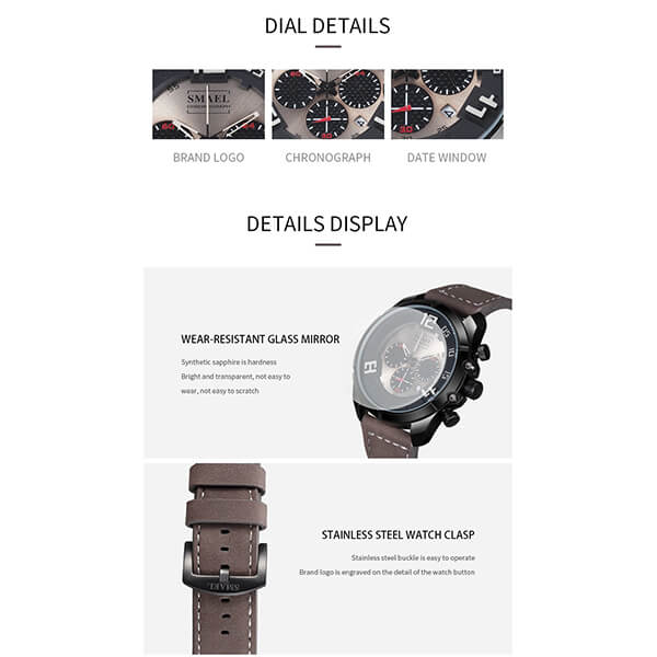 SMAEL 9075 Sports Watch Military Dual Display - Brown