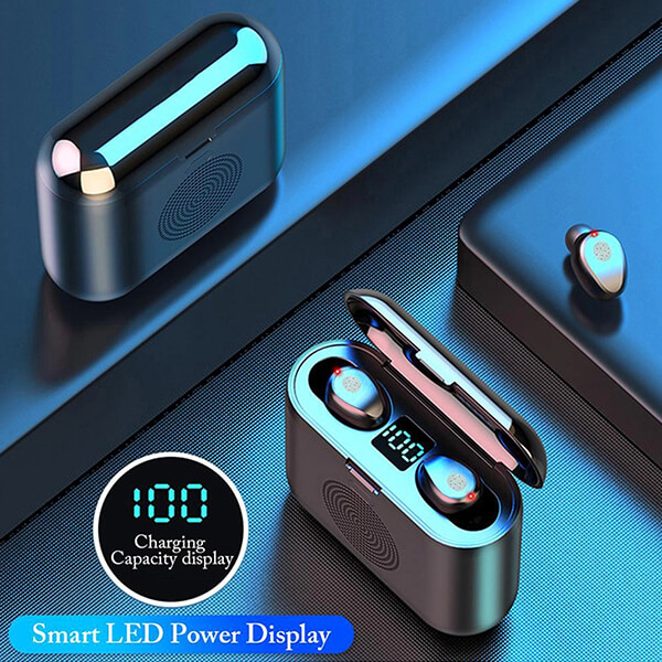 Bluetooth ακουστικά ZTX F9-5 Pro Black - Powerbank 2000mAh
