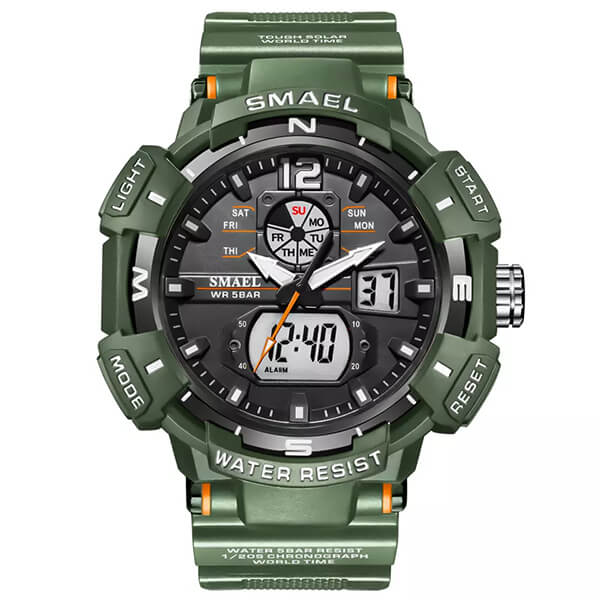 SMAEL 8045 Sports Watch Military Dual Display - Army Green