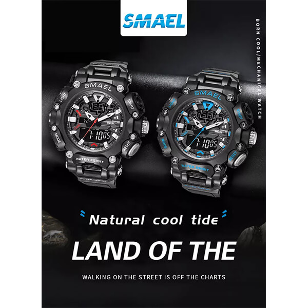 SMAEL 8053 Sports Watch Military Dual Display -  Black