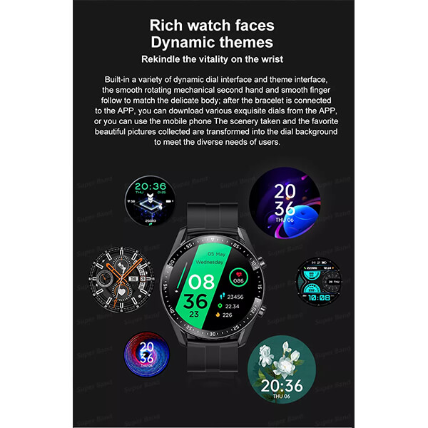 Smartwatch Microwear C300 46mm - Black Silicone