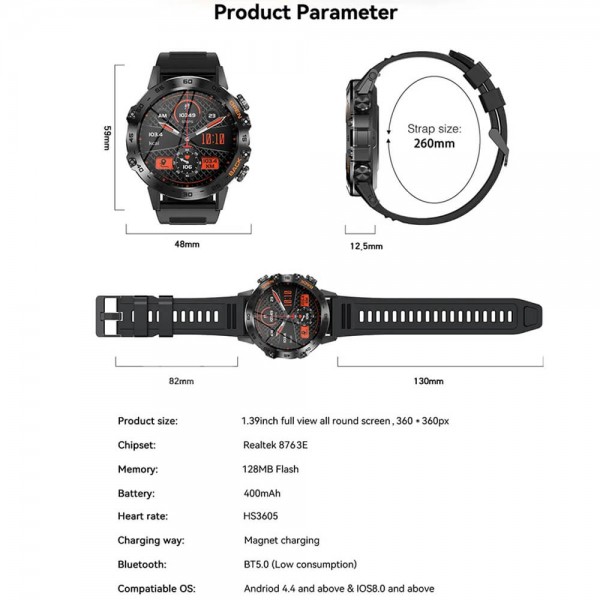 Smartwatch Microwear K80 Pro - Black