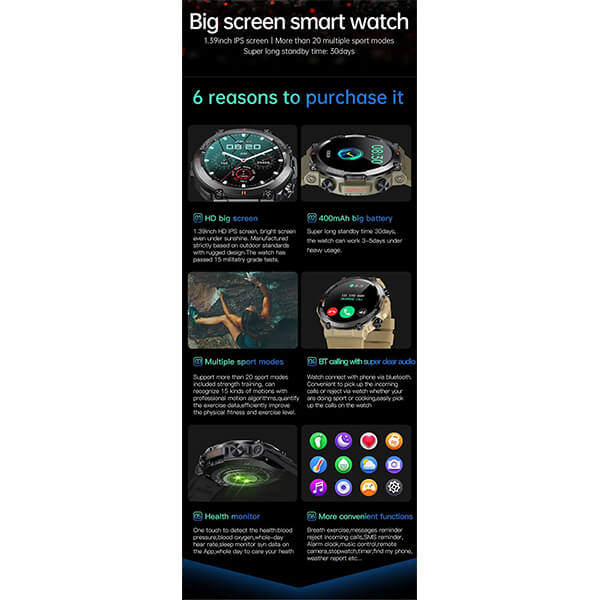 Smartwatch Bakeey  K76 Pro - Army Green