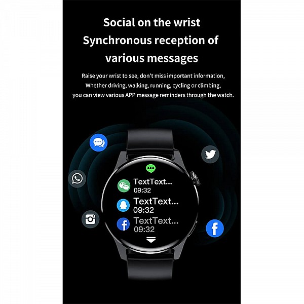 Smartwatch Microwear GT5 - Black Leather