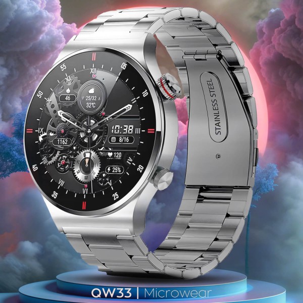 Smartwatch Microwear QW33 - Steel Silver