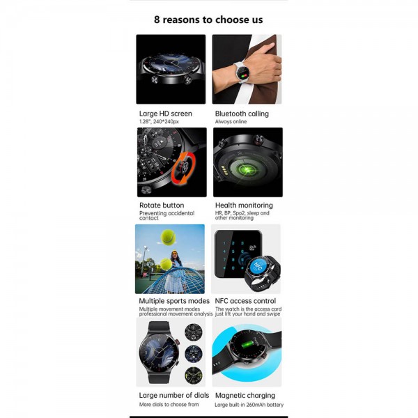 Smartwatch Microwear QW33 - Steel Silver