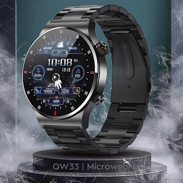Smartwatch Microwear QW33 - Black Steel