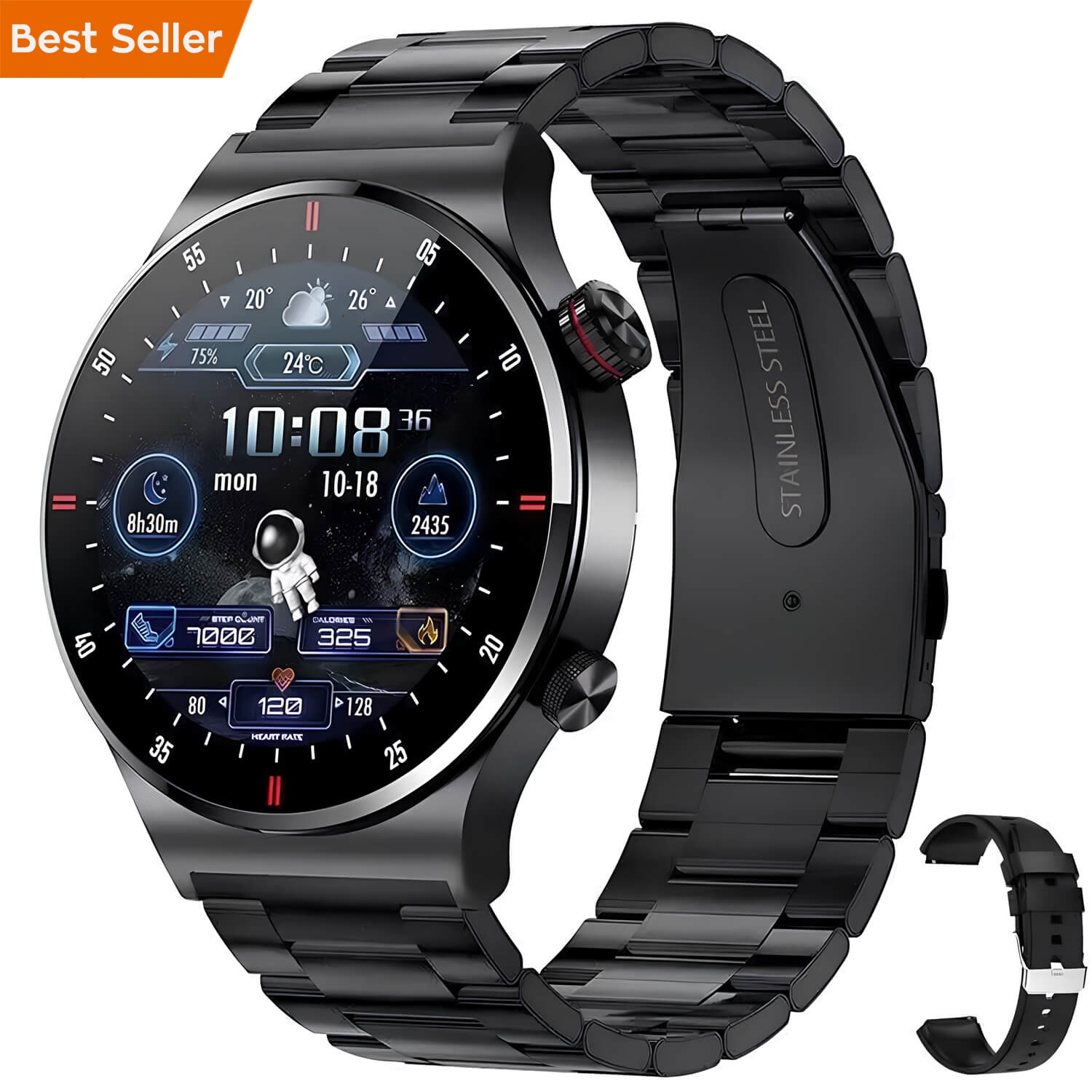 Smartwatch Microwear QW33 - Black Steel