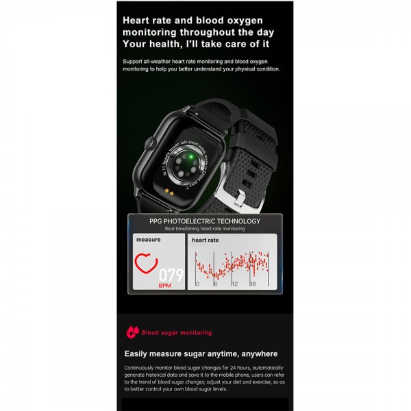 Smartwatch Microwear F12  Ελληνικό μενού - Black Silicone