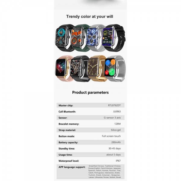 Smartwatch Microwear F12 - Steel Silver