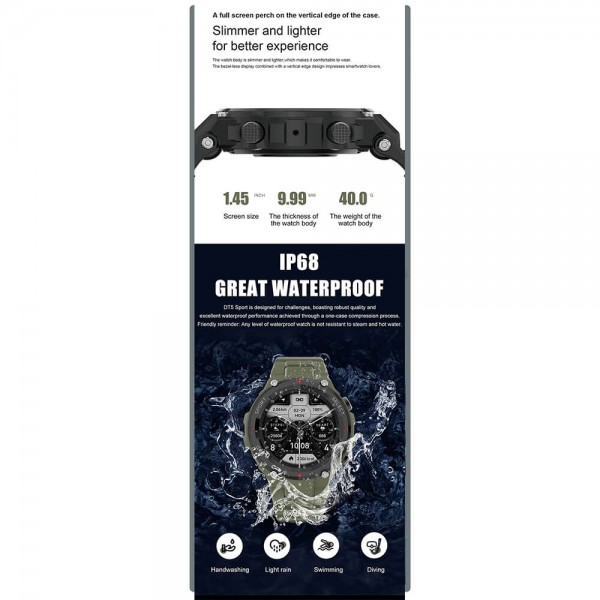 Smartwatch Microwear DT5 - Black