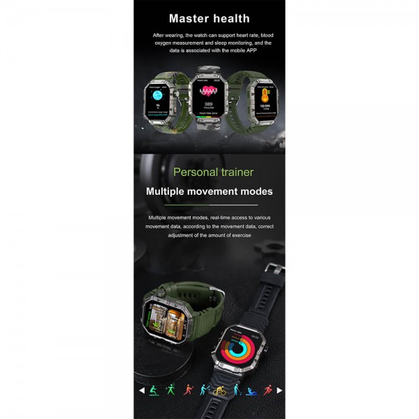 Smartwatch Microwear GW55 - Black  Camo