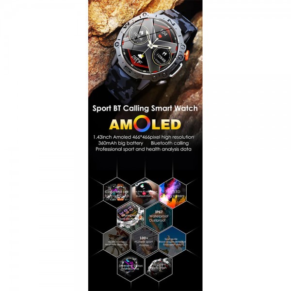 Smartwatch Microwear S59 Pro  - Black Camo