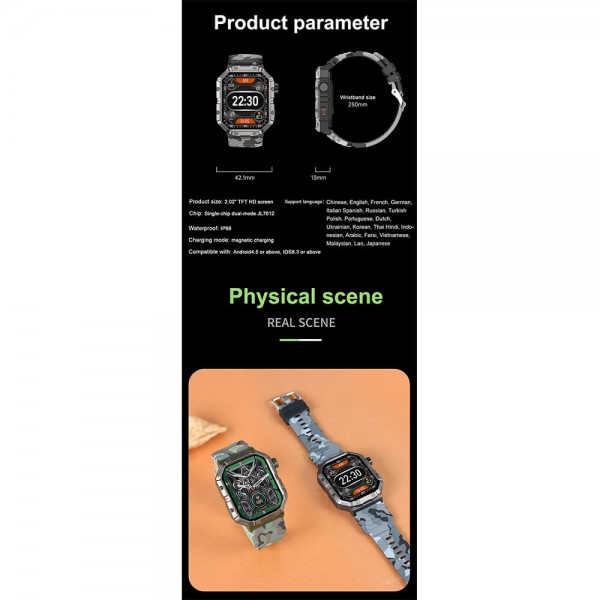 Smartwatch Microwear GW55 - Black  SIlicone