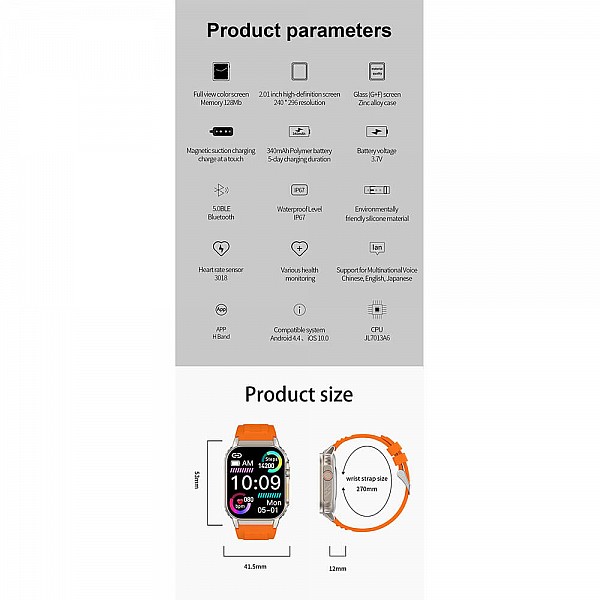 Smartwatch Microwear G41 - Orange