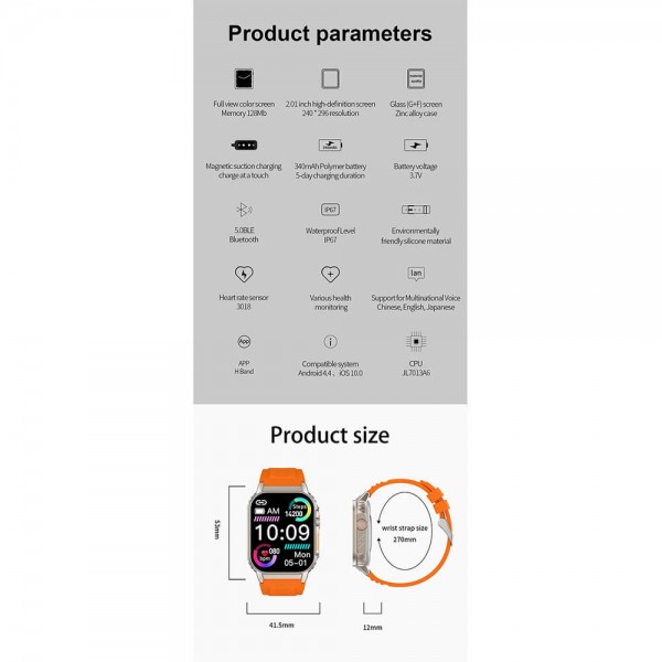 Smartwatch Microwear G41 - Orange