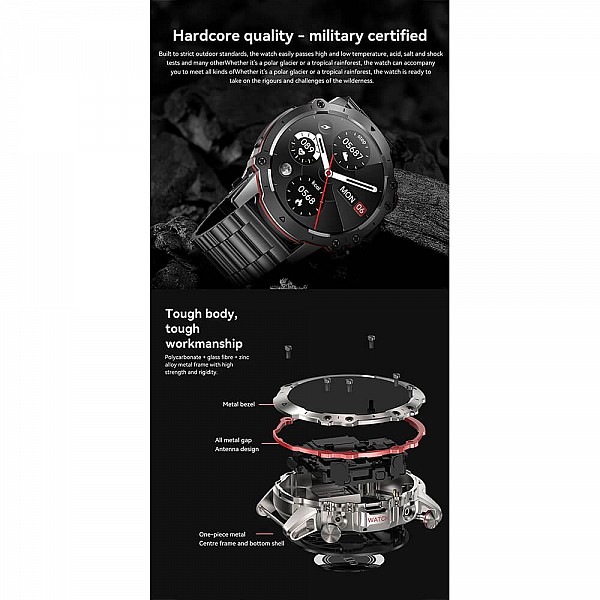 Smartwatch Microwear AK56 400mAh - Steel Black