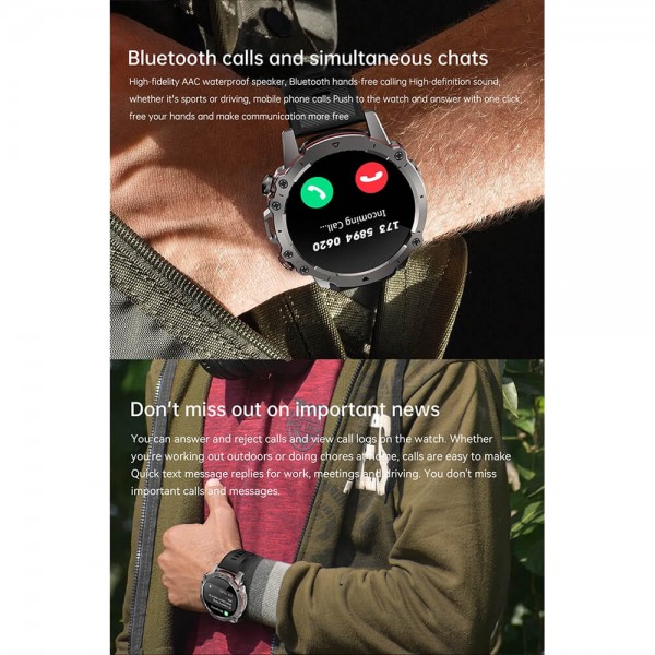 Smartwatch Microwear AK56 400mAh - Silver  Steel 