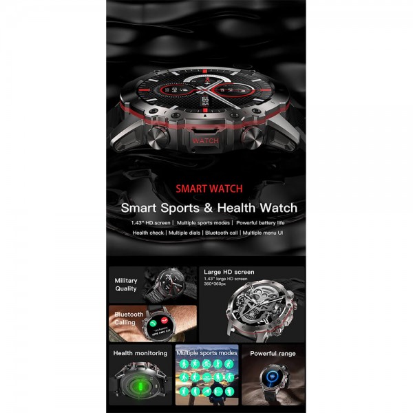 Smartwatch Microwear AK56 400mAh - Black