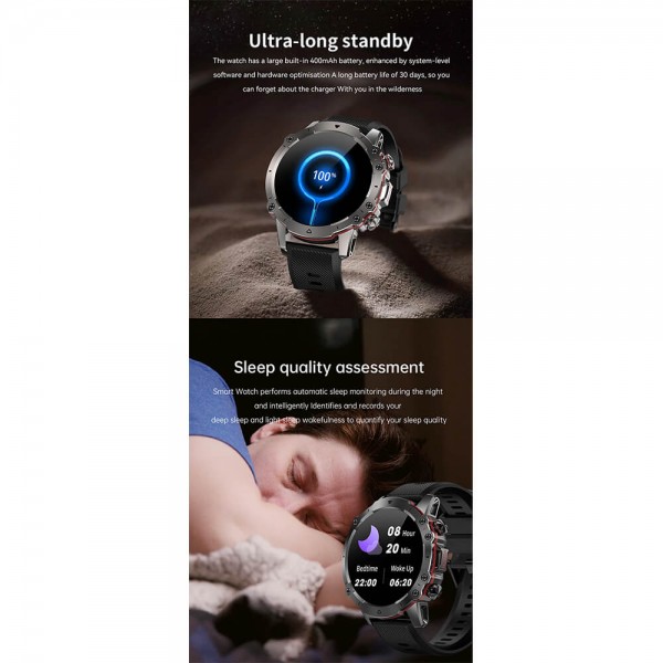 Smartwatch Microwear AK56 400mAh - Black
