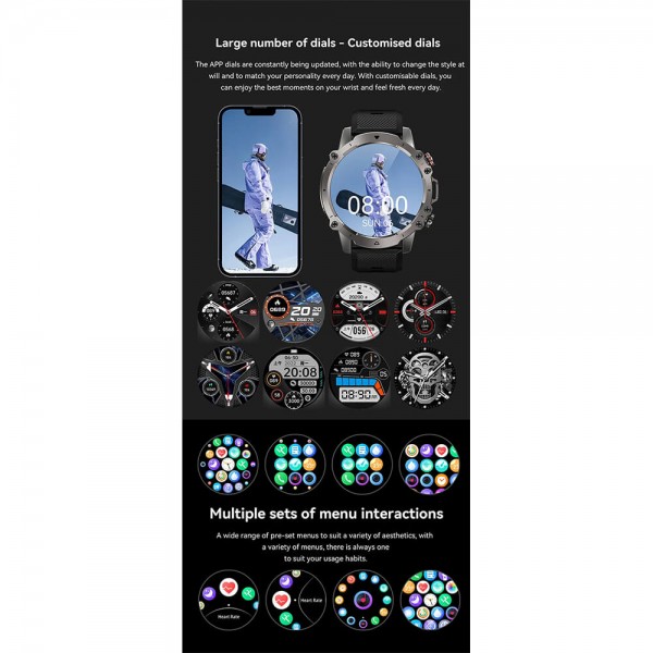 Smartwatch Microwear AK56 400mAh - Black
