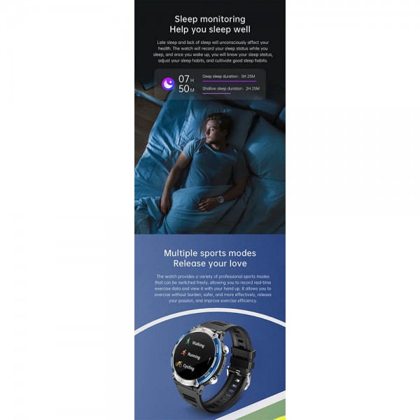 Smartwatch Microwear X11 420mAh - Black Blue