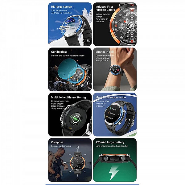 Smartwatch Microwear X11 420mAh - Black Blue