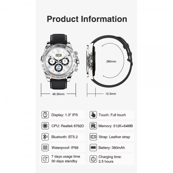 Smartwatch Microwear AW13 - Black Gold