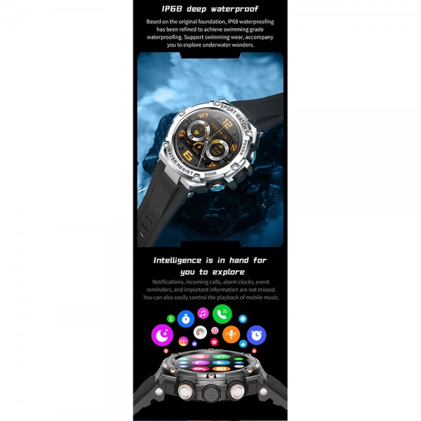 Smartwatch Microwear T88 800mAh - Black 