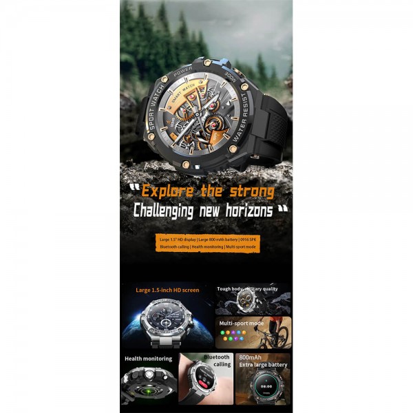 Smartwatch Microwear T88 800mAh - Black 