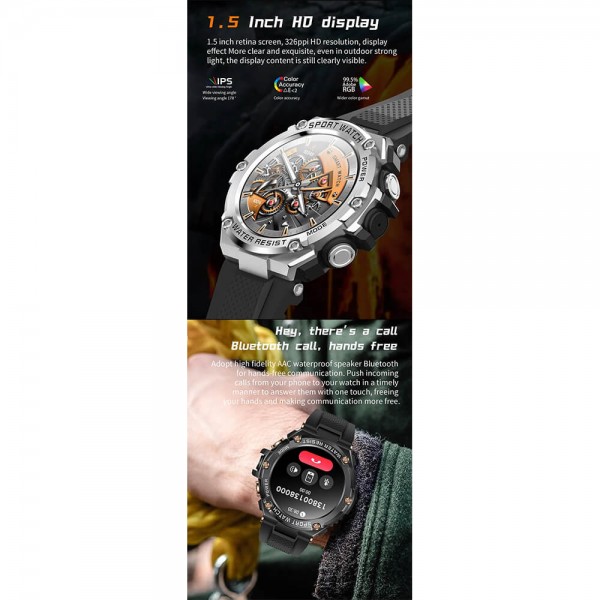 Smartwatch Microwear T88 800mAh - Black 