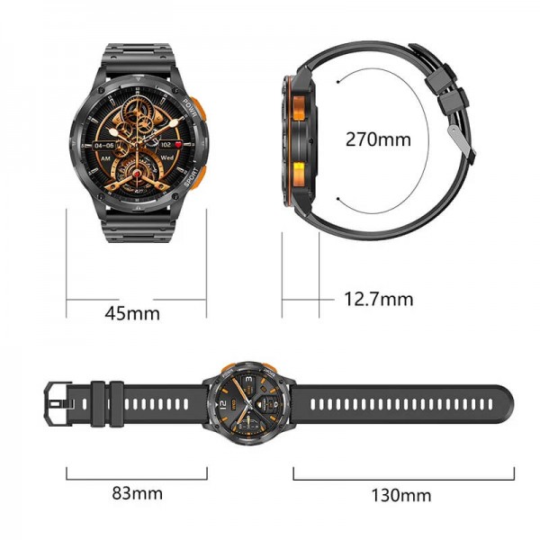 Smartwatch Microwear AK59  - Black Steel