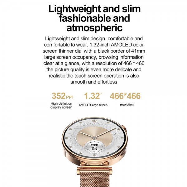 Smartwatch Microwear MK41 - Gold Steel