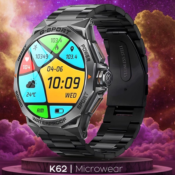 Smartwatch Microwear K62 - Black Steel