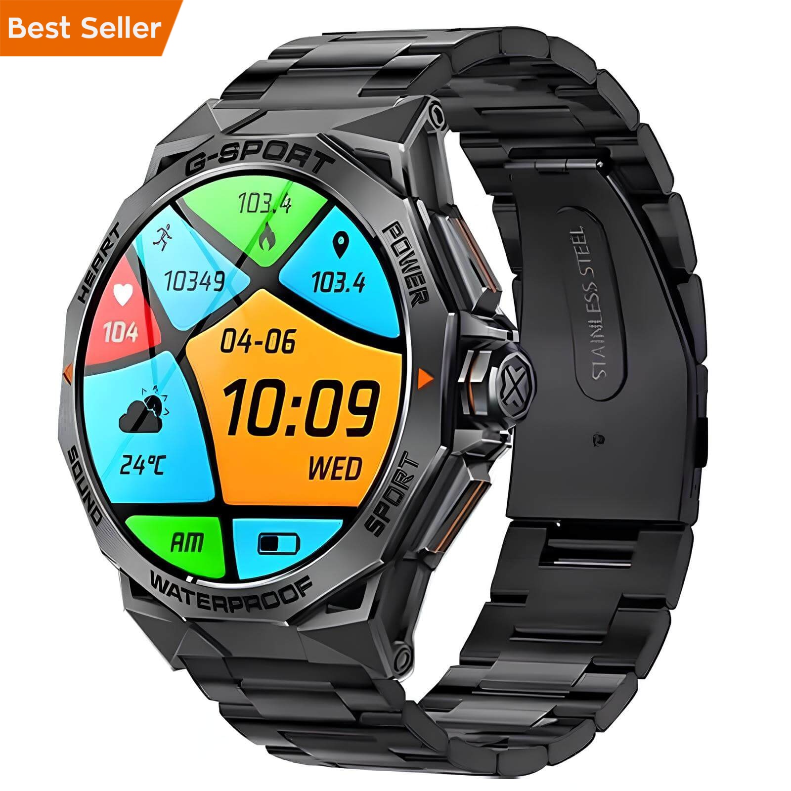 Smartwatch Microwear K62 - Black Steel