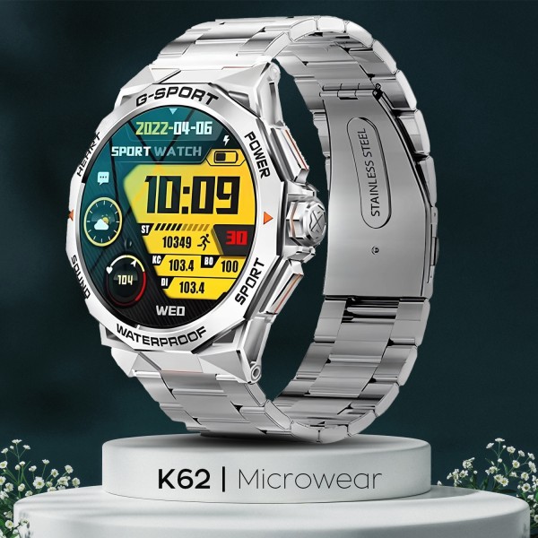Smartwatch Microwear K62 - Silver Steel