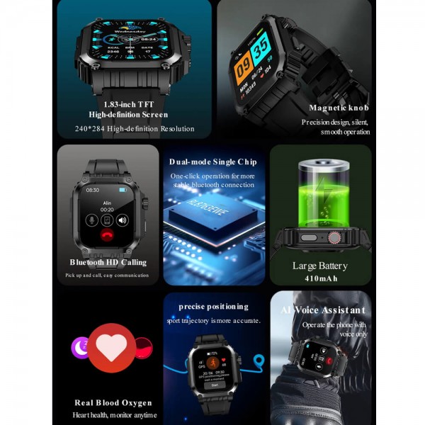 Smartwatch Microwear LG201 GPS - Army Green