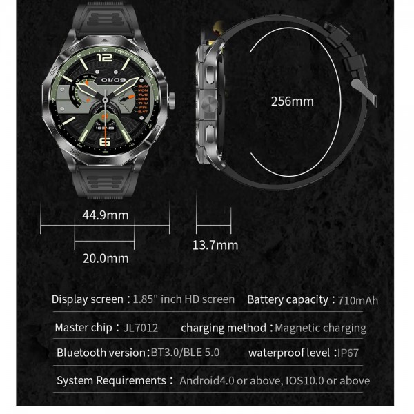 Smartwatch Microwear DA23 - Black Steel