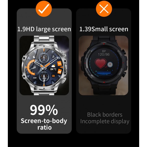 Smartwatch Microwear AK75 700mAh - Silver Steel