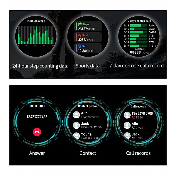 Smartwatch Microwear AK75 700mAh - Black Steel Smartwatch Microwear AK75 700mAh - Black Steel