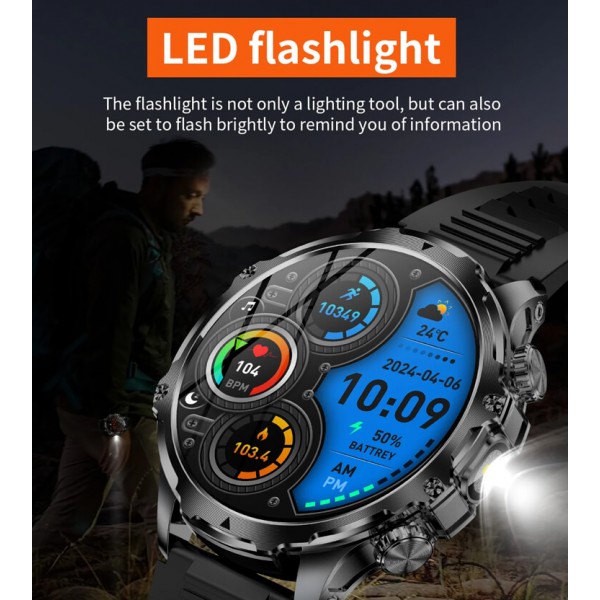Smartwatch Microwear AK75 700mAh - Black Steel
