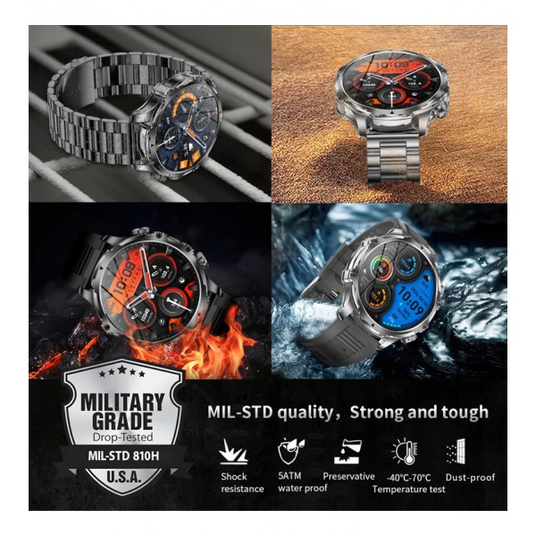 Smartwatch Microwear AK75 700mAh - Black Steel