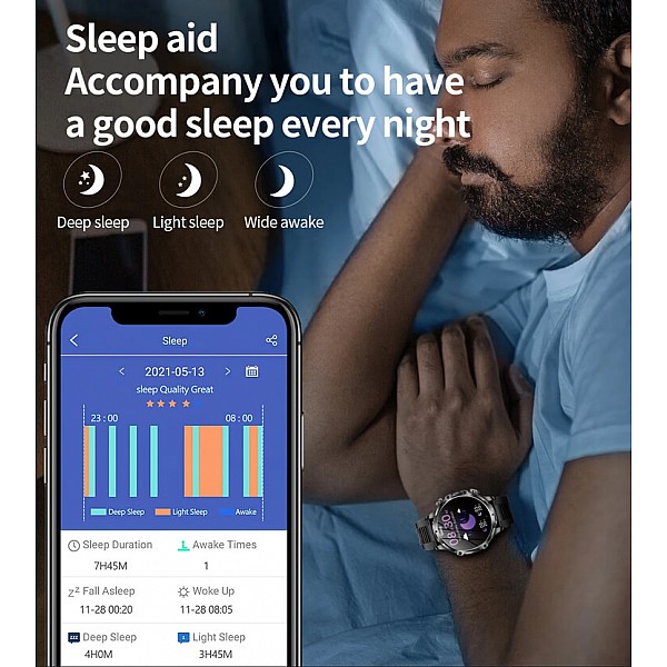 Smartwatch Microwear AK75 700mAh - Black Steel Smartwatch Microwear AK75 700mAh - Black Steel